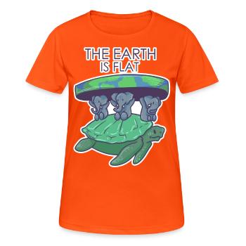 flat earth conspiracy elephant turtle - Women's Breathable T-Shirt - neon orange - Front - AI Model Female 172 dark (172cm)