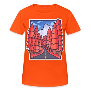 schöner Herbst Bäume Natur Wald Allee Straße Bild - Frauen T-Shirt atmungsaktiv - Neonorange - Vorne - AI Model Female 172 dark (172cm)