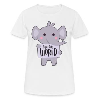 Elephant demonstrates for environmental protection - Women's Breathable T-Shirt - white - Front - AI Model Female 172 dark (172cm)