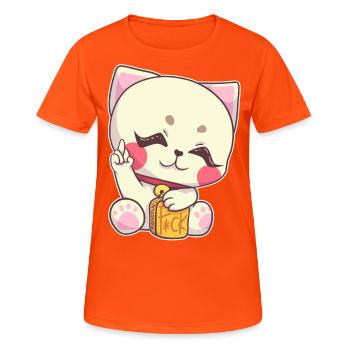 Chat majeur doigt Stinky Fuck You arrogant - T-shirt respirant Femme - orange néon - Devant - AI Model Female 172 dark (172cm)