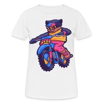 Katze Motorsport Motocross Adrenalin Tier Geschenk - Frauen T-Shirt atmungsaktiv - Weiß - Vorne - AI Model Female 172 dark (172cm)