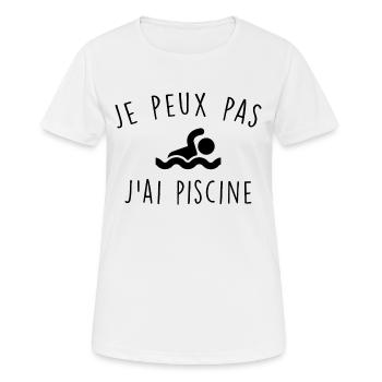 Je peux pas j'ai piscine - T-shirt respirant Femme - blanc - Devant - AI Model Female 172 dark (172cm)