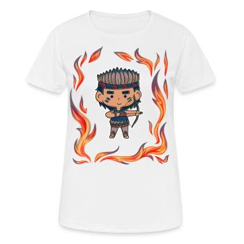 Kinder Jungen Indianer Anime Manga Comic Geschenk - Frauen T-Shirt atmungsaktiv - Weiß - Vorne - AI Model Female 172 dark (172cm)