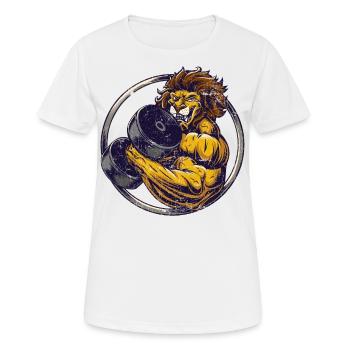 Musculation musculaire musculation lion avec haltères - T-shirt respirant Femme - blanc - Devant - AI Model Female 172 dark (172cm)