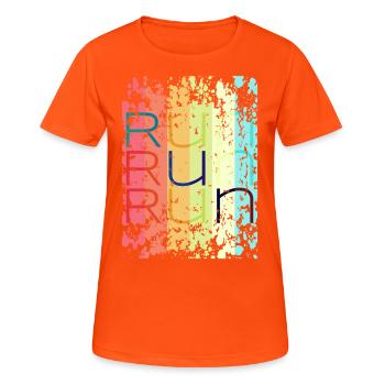 run run - Frauen T-Shirt atmungsaktiv - Neonorange - Vorne - AI Model Female 172 dark (172cm)