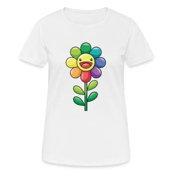 Bunte Blume Sonnenblume Regenbogen Farben Kinder - Frauen T-Shirt atmungsaktiv - Weiß - Vorne - AI Model Female 172 dark (172cm)