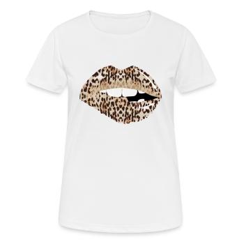 Conception de guépard léopard de mode sexy avec des lèvres de la bouche - T-shirt respirant Femme - blanc - Devant - AI Model Female 172 dark (172cm)