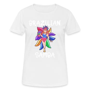 Brasilien Samba Rio de Janeiro Kostüm - Frauen T-Shirt atmungsaktiv - Weiß - Vorne - AI Model Female 172 dark (172cm)