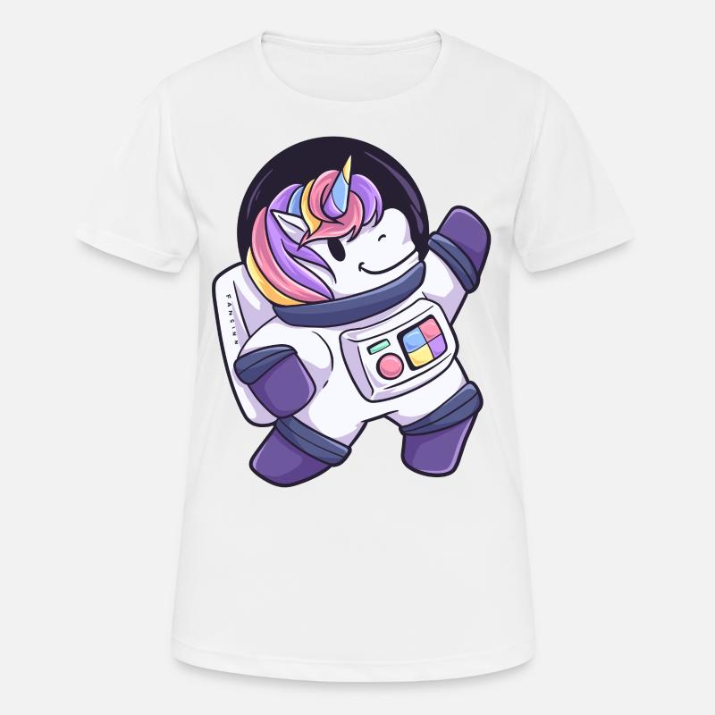 Cadeau d'astronaute de l'espace extra-atmosphérique de licorne - T-shirt respirant Femme - blanc