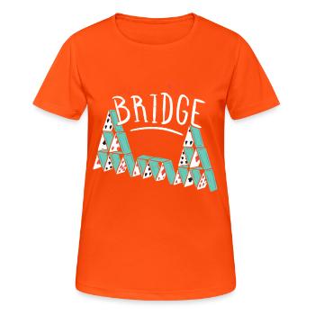 Brücke Bridge T-shirt - Frauen T-Shirt atmungsaktiv - Neonorange - Vorne - AI Model Female 172 dark (172cm)