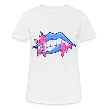 Masque visage bouche lèvres vampire - T-shirt respirant Femme - blanc - Devant - AI Model Female 172 dark (172cm)