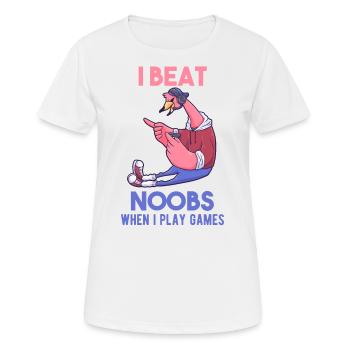 Gamer Noob Flamingo cadeau drôle - T-shirt respirant Femme - blanc - Devant - AI Model Female 172 dark (172cm)