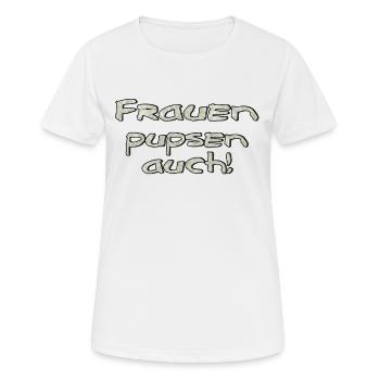 Frauen pupsen auch - Frauen T-Shirt atmungsaktiv - Weiß - Vorne - AI Model Female 172 dark (172cm)