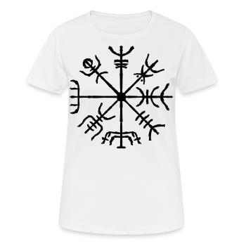 Wikinger Kompass Vegvisir Nordisches Zeichen - Frauen T-Shirt atmungsaktiv - Weiß - Vorne - AI Model Female 172 dark (172cm)
