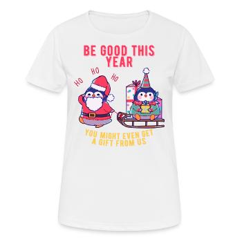 Penguin brings Christmas presents - Women's Breathable T-Shirt - white - Front - AI Model Female 172 dark (172cm)