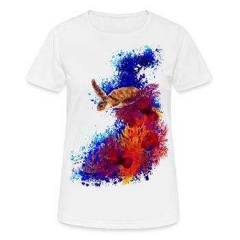 Tortue dans une mer de corail - T-shirt respirant Femme - blanc - Devant - AI Model Female 172 dark (172cm)