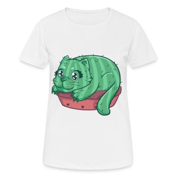 Catcus cat cactus kitten house tiger - Women's Breathable T-Shirt - white - Front - AI Model Female 172 dark (172cm)