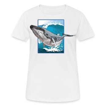 Baleine à bosse - T-shirt respirant Femme - blanc - Devant - AI Model Female 172 dark (172cm)