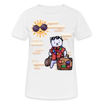 Katze Urlaub Koffer Himmel - Frauen T-Shirt atmungsaktiv - Weiß - Vorne - AI Model Female 172 dark (172cm)