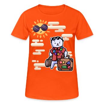 Valise de vacances chat paradis - T-shirt respirant Femme - orange néon - Devant - AI Model Female 172 dark (172cm)