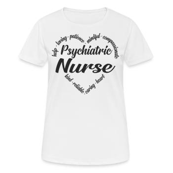 Infirmière psychiatrique - T-shirt respirant Femme - blanc - Devant - AI Model Female 172 dark (172cm)