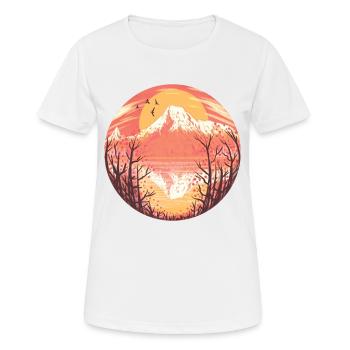 Volcan soleil levant soleil lac panorama - T-shirt respirant Femme - blanc - Devant - AI Model Female 172 dark (172cm)