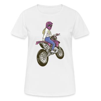 Motorcycle Bike Woman Girl Enduro Sexy Girl - Women's Breathable T-Shirt - white - Front - AI Model Female 172 dark (172cm)