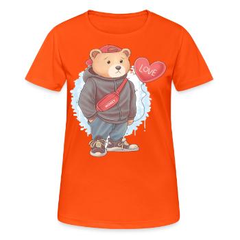 Mignon ours en peluche amour garçon garçon blottir animal - T-shirt respirant Femme - orange néon - Devant - AI Model Female 172 dark (172cm)
