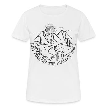 Follow The Scallop Shell Jakobsweg Pilgermuschel - Frauen T-Shirt atmungsaktiv - Weiß - Vorne - AI Model Female 172 dark (172cm)