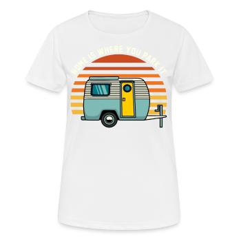 Camping Camping Caravane Camping Camper Camping - T-shirt respirant Femme - blanc - Devant - AI Model Female 172 dark (172cm)