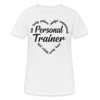 Personal Trainer Heart Word Cloud - Women's Breathable T-Shirt - white - Front - AI Model Female 172 dark (172cm)