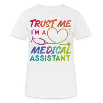Assistant médical certifié - T-shirt respirant Femme - blanc - Devant - AI Model Female 172 dark (172cm)