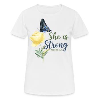 Christian Bible Verse Butterfly - Frauen T-Shirt atmungsaktiv - Weiß - Vorne - AI Model Female 172 dark (172cm)