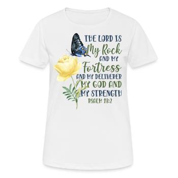 Christian Bible Verse Quote - Women's Breathable T-Shirt - white - Front - AI Model Female 172 dark (172cm)