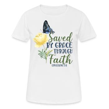 Christian Bible Verse Butterfly - Frauen T-Shirt atmungsaktiv - Weiß - Vorne - AI Model Female 172 dark (172cm)