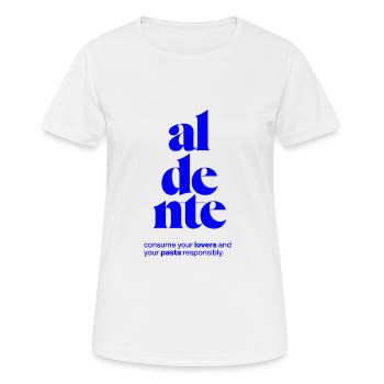 aldente: consommer les amoureux et les pâtes de manière responsable - T-shirt respirant Femme - blanc - Devant - AI Model Female 172 dark (172cm)
