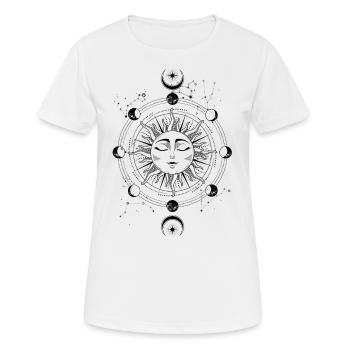 Soleil avec phases de lune Symbole occulte spirituel - T-shirt respirant Femme - blanc - Devant - AI Model Female 172 dark (172cm)