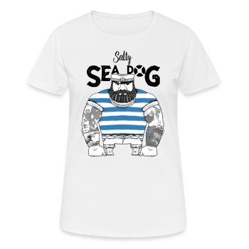 "Salty Sea Dog" Seemann aesthetic Seefahrer Design - Frauen T-Shirt atmungsaktiv - Weiß - Vorne - AI Model Female 172 dark (172cm)
