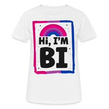 Bisexuel Bi Pride Drapeau Salut, Je suis Bi - T-shirt respirant Femme - blanc - Devant - AI Model Female 172 dark (172cm)