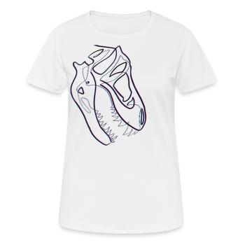 T-Rex-Totenkopf im einzeiligen verschwommenen Effekt - Frauen T-Shirt atmungsaktiv - Weiß - Vorne - AI Model Female 172 dark (172cm)