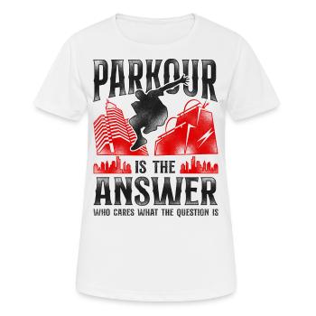 Parkour Free Running Traceur - T-shirt respirant Femme - blanc - Devant - AI Model Female 172 dark (172cm)