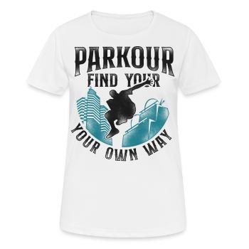 Parkour Free Running Traceur - T-shirt respirant Femme - blanc - Devant - AI Model Female 172 dark (172cm)