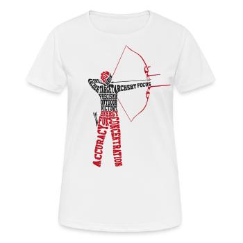 Archery Bow Archer Word Cloud - Women's Breathable T-Shirt - white - Front - AI Model Female 172 dark (172cm)