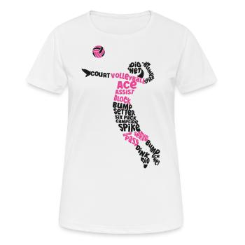 Volleyball Player Team Word Cloud - Women's Breathable T-Shirt - white - Front - AI Model Female 172 dark (172cm)