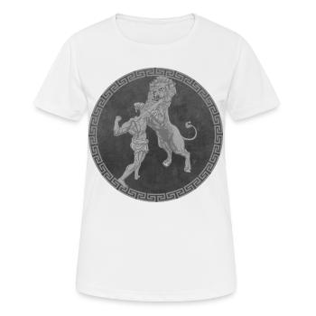 Hercule Héros grec, Bataille avec le lion - T-shirt respirant Femme - blanc - Devant - AI Model Female 172 dark (172cm)