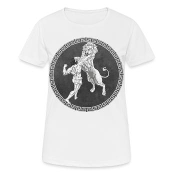 Hercule Héros grec, Bataille avec le lion - T-shirt respirant Femme - blanc - Devant - AI Model Female 172 dark (172cm)