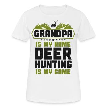 Chasseur de cerfs buck - T-shirt respirant Femme - blanc - Devant - AI Model Female 172 dark (172cm)