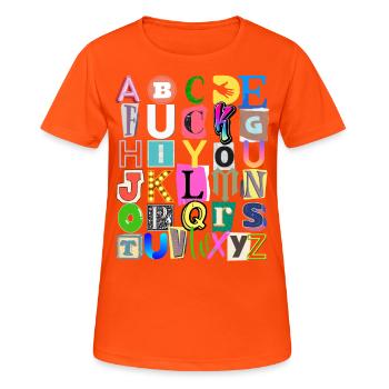 Alphabet et message caché - T-shirt respirant Femme - orange néon - Devant - AI Model Female 172 dark (172cm)