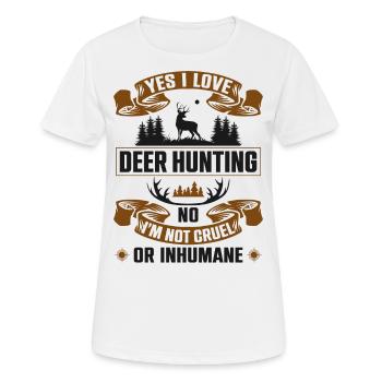 Buck Deer Hunting Hunter Yes I - Women's Breathable T-Shirt - white - Front - AI Model Female 172 dark (172cm)