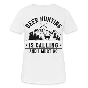 Chasse au cerf chasseur de cerfs - T-shirt respirant Femme - blanc - Devant - AI Model Female 172 dark (172cm)